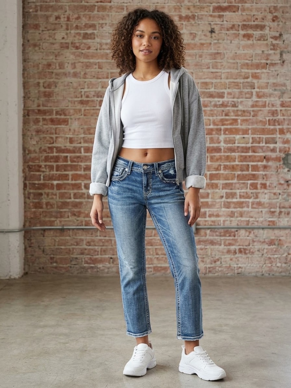 Miss Me Universal Cropped Straight Jeans Size 29x28 Sequin Metallic Pockets